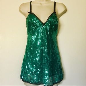 teal dreamgirl sequined lingerie cami top